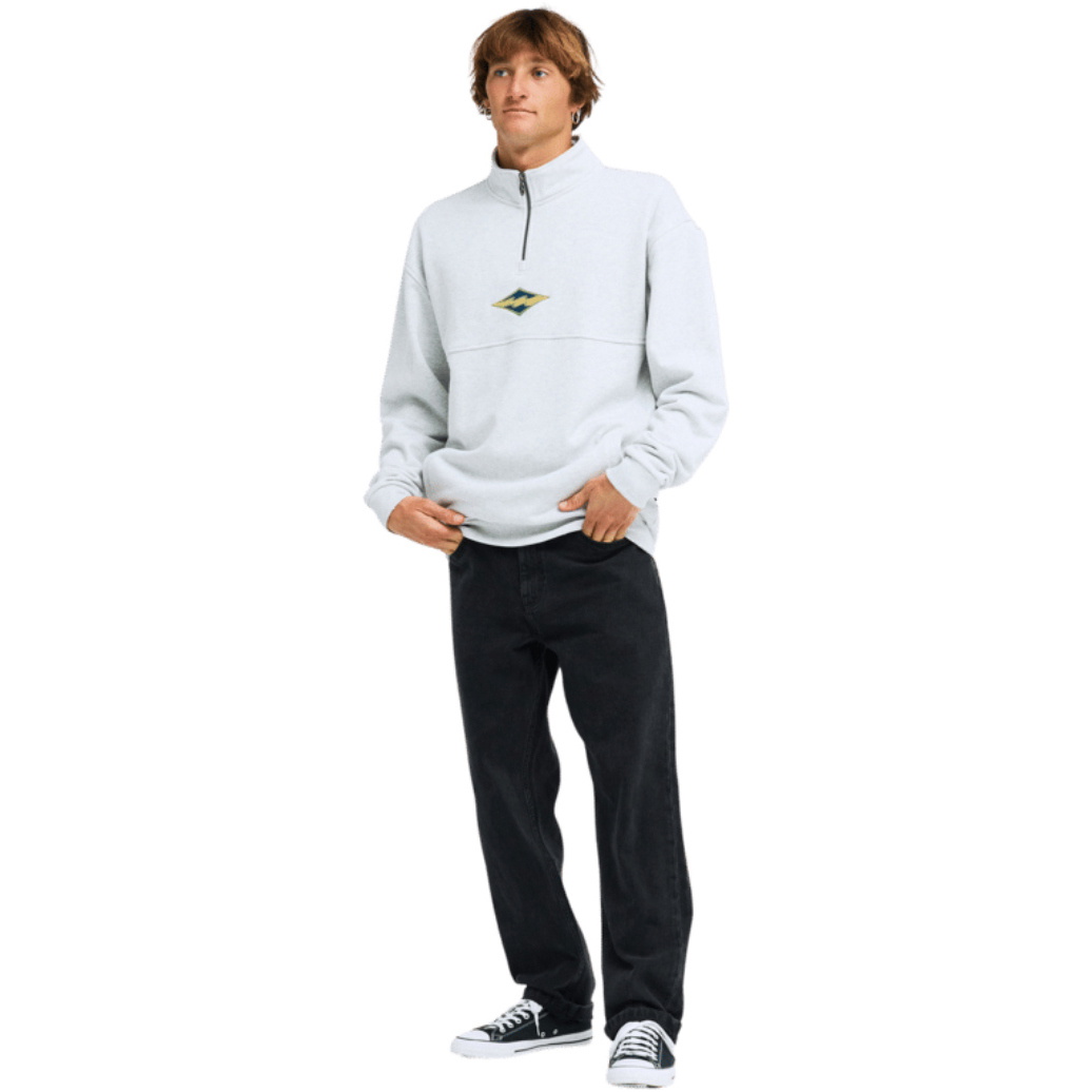 2026 Billabong Mens Burleigh Mock Neck Half Zip Sweatshirt EBYFT00184 - Light Grey Heather